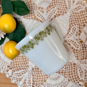 Vintage Pyrex Green Flower Mugs Set of 3